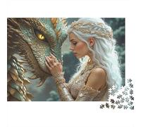 Dragon Reine Fantasy Puzzle 1000 Pièces Papier Écologique pour Enfants Débutants, Puzzle Ultra-Difficile, Loisir Après École, Puzzle Top Noté 38x26cm/1000pcs