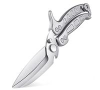 DRAGON RIOT Ciseaux de cuisine amovibles professionnels, ciseaux dent de requin pour utilisations graves, multifonction os, viande, volaille, légumes et fruits de mer, argent