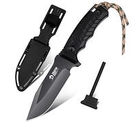 DRAGON RIOT Couteau à Lame Fixe avec étui, 12 cm Couteau Bushcraft Full Tang, Couteau Camping Professionnel, Cadeaux pour Hommes, Couteau de Collection