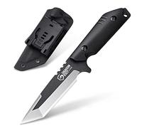 DRAGON RIOT Couteau Extérieur Lame Fixe avec étui, Couteau Bushcraft Tull Tang, Couteaux de Camping avec Manche G10, Cadeaux pour Hommes