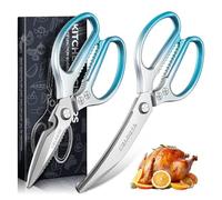 DRAGON RIOT Pack de 2 Ciseaux de Cuisine Bleus en Inox | Ciseau à Volaille Style Japonais pour Viande et Os, Idéal pour Volaille, Avec Lames Très Tranchantes
