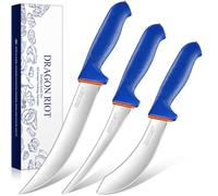DRAGON RIOT Set 3 Couteaux à Viande,Acier Inox Cuisine BBQ & camping | Couteau Boucher Professionnel, Couteau à Désosser Flexible et Dépecer en Acier Inoxydable, Manche Ergonomique