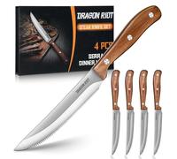 DRAGON RIOT Set De Couteau A Steak 4 Pièces, Couteaux À Steak Avec Manche En Bois, Set De Couteaux De Table Avec Coffret Cadeau