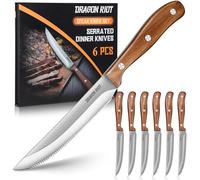 DRAGON RIOT Set De Couteau A Steak 6 Pièces, Couteaux À Steak Avec Manche En Bois, Set De Couteaux De Table Avec Coffret Cadeau