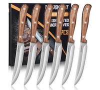 DRAGON RIOT Set De Couteau A Steak 6 Pièces, Couteaux À Steak Avec Manche En Bois, Set De Couteaux De Table Avec Coffret Cadeau