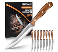DRAGON RIOT Set De Couteau A Steak 8 Pièces, Couteaux À Steak Avec Manche En Bois, Set De Couteaux De Table Avec Coffret Cadeau
