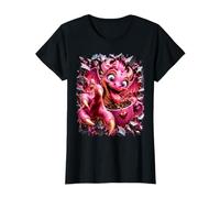 Dragon Rose drôle Fille nœud café Griffe Effet 3D pour Femme T-Shirt