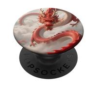 Dragon Rouge bête céleste dans Le Ciel et Nuages sacrés PopSockets PopGrip Adhésif