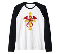 Dragon Rouge Insolite et Croix médiévale Manche Raglan