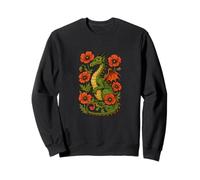 Dragon Rouge majestueux avec Fleur de Coquelicot Fantaisie Sweatshirt