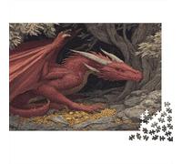 Dragon Rouge Occidental 1000pcs (75x50cm) Puzzle pour Adultes - Grotte au trésor,Jouet De DIY