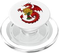 Dragon Rouge Tenant Un Bouquet de jonquilles PopSockets PopGrip pour MagSafe