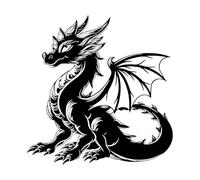 dragon sans Stickers muraux 54.6x56.2cm Décoration de magasin Noir