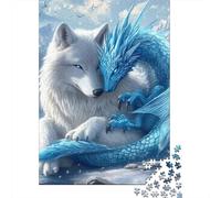 Dragon Set De 1000 Pièces Papier Recyclé Dragon Bleu & Loup Puzzle Adulte Amateurs Puzzle Adultes Loisirs À La Maison Casse-tête Engageant Facile Ranger 38x26cm/1000pcs