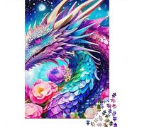 Dragon Set De 1000 Pièces Papier Recyclé Dragon Rose-Violet Puzzle Adulte Amateurs Puzzle Adultes Casse-tête Engageant Heures Divertissement Loisirs Maison 38x26cm/1000pcs