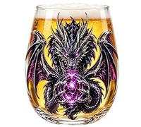 Dragon-Shaped Whiskey Glass - 3D Mythical Crystal Ball Cup, Bar Decor | 10x9cm | Dragon-Shaped Whiskey Glass - 3D Engraved Crystal Ball Stemless Cup For Cocktails, Bar, Party, Home Dinner Decor