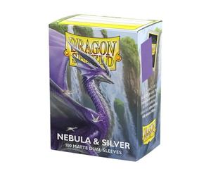 Dragon Shield 100 pochettes doubles mates pour cartes à collectionner, taille standard, lisses et résistantes, compatibles avec Pokémon, One Piece et Magic : L'Assemblée, nébuleuse et argenté