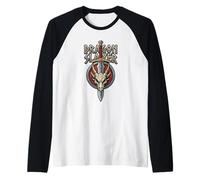 Dragon Slayer Fantasy RPG Épée Dragon Crâne Médiéval Gamer Manche Raglan