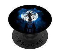 Dragon sur cathédrale avec pleine lune PopSockets PopGrip Interchangeable