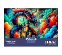 Dragon sur château Fantastique 1000 Pièces Puzzle Créature Mythique Puzzle Premium Carton Haut De Gamme - Seniors, Concentration, Cadeau Maison Neuve Et Loisirs Indoor 52x38cm/1000pcs