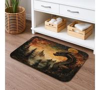 Dragon Tapis de bain à séchage rapide, absorbant et antidérapant, en flanelle, lavable pour salle de bain et toilettes, motif forêt mystique, 40,6 x 61 cm