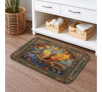 Dragon Tapis de bain médiéval à séchage rapide, motif feuille, antidérapant, lavable en flanelle pour décoration de salle de bain, 40,6 x 61 cm