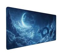 Dragon Tapis de Souris XXL 100x50cm, Tapis Souris Bleu sous Main Bureau avec Bords Cousus, Imperméable Mouse Pad Base en Caoutchouc Antidérapant Surface pour Gamer, PC, Cadeau Femme -lsy260320