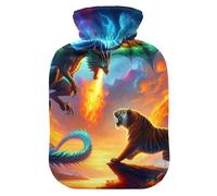 Dragon Tiger Bouillotte avec housse en velours doux pour compresse chaude et froide Taille S