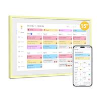 Dragon Touch 15,6" Calendrier Numérique - 1920*1080 FHD Calendrier Mural Électronique, Planificateur Familial avec 32 Go de Stockage, Écran Tactile, Calendrier de Bureau, Cadre Photo Numérique, Jaune