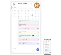 Dragon Touch 24" Calendrier Numérique, Calendrier Électronique 1920x1080, Planificateur Familial avec Mémoire de 32Go et Support Mural Pivotant, Calendrier de Bureau Intelligent à Écran Tactile, Blanc