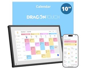 Dragon Touch Calendrier numérique 10,1" - Tableau des corvées - Écran tactile interactif, planificateur familial intelligent, affichage du foyer - Calendrier numérique sans couture - Noir