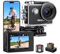 Dragon Touch Caméra sport 4K 20MP 30FPS Vision 3 Caméra sous-marine étanche 170° Grand angle 2.4G WiFi avec télécommande Noir
