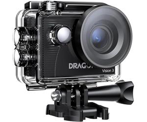 Dragon Touch Caméra Sport, 4K 30FPS 20MP Action Caméra sous-Marine WiFi Grand Angle 170° avec Écran Ultra HD de 2 Pouces, Télécommande 2.4G, Kit d'Accessoires de Montage et 2 Batteries - Vision 3