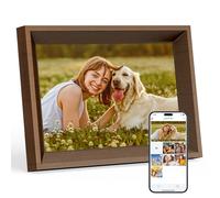 Dragon Touch Digital Picture Frame -10.1 WiFi Digital Photo Frame for Gifts,Show Videos on Auto-Rotate & Wall-Mountable Touch Screen Frame,Easy Share, Send Via Phone APP, Email,Wood Brown