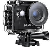 Dragon Touch Caméra Sport, 4K 30FPS 20MP Action Caméra sous-Marine WiFi Grand Angle 170° avec Écran Ultra HD de 2 Pouces, Télécommande 2.4G, Kit d'Accessoires de Montage et 2 Batteries - Vision 3