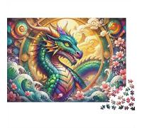 Dragon Vague Fleur 1000 Pièces pour Adolescents Mini Puzzle Relaxant | 38x26cm Carton Décoration Salon Coupe Précise Cadeau Réunion Détente