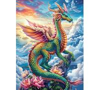 Dragon vert avec des ailes arc-en-ciel 1000 Pieces Casse-tête Pour Ado En Carton Haute Qualité Paysages et science-fiction Facile Débutant Activité Familiale Soirée Entre Amis Cadeau Fête Des Mères 10