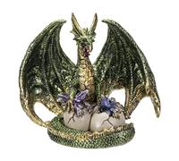 Dragon vert avec garçon éclosant | Statue décorative