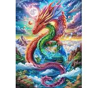 Dragon Vert dans Une forêt Magique Ardente 1000 Pièces Puzzle Collectionneur en Carton Rigide sans Déformation Animaux et Plantes Haute Difficulté Niveau Expert Décoration Murale Cadeau Fête 1000 PCS
