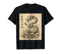Dragon Vintage Art Chinois Japonais Kanji Style Asiatique T-Shirt