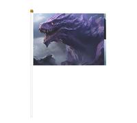 Dragon violet 6 pièces imprimé double face drapeau à main 14 x 20,8 cm, adapté pour les activités d'équipe encourageant