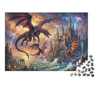 Dragon Volant du château Puzzle en Bois 500 Pièces Adultes Et Enfants,Déco Murale,Jeu Éducatif, Premium,Bois,Dès 14 Ans,Défi,Anti-Stress,Détente,Casse-tête (52x38cm)