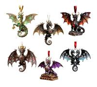 Dragon Volant sur Arbre de Noël | 6 Pièces Décorations D'Intérieur en Acrylique 2D - Décoration À Suspendre pour Arbre De Noël | pour Maison Bureau Hôtel École Jardin Patio Cour