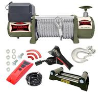 Dragon Winch Treuil électrique 12V 14000 lbs / 6350 kg, avec câble en acier 20m pour les véhicules industriels, les véhicules pompiers et les camions avec télécommande sans fil + accessoires | Truck