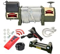 Dragon Winch Treuil électrique Truck 16000 lbs 7257 kg, 24V avec câble en acier 31m pour les véhicules industriels, les véhicules pompiers et les camions avec télécommande sans fil + accessoires