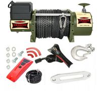 Dragon Winch Treuil électrique Truck 16000 lbs 7257 kg, 24V avec câble synthétique 21m pour les véhicules industriels, les véhicules pompiers et les camions avec télécommande sans fil + accessoires