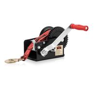 Dragon Winch Treuil Manuel 2500 lbs / 1133 kg avec crochet et ceinture 10m pour les petits bateaux, motos, véhicules et ateliers | Treuil à main à deux vitesses
