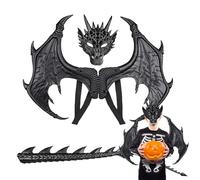 Dragon Wings Tail Costume Set - Kids Fantasy Dress Up, Plux Dragon | Faire un faisceau d'aile réglable, fixation de la queue douce, costume de jeu de rôle léger, ensemble de costumes à thème am