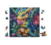 Dragon with Flower in Waterfall Forêt 100 Pièces Puzzle Adolescent en Carton Anti-Déchirure Difficulté Moyenne Activité ÉduChative Jeu De Société Cadeau Anniversaire Pas Cher 28x28cm