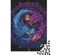 Dragon Yin Yang T-Shirt Puzzles 1000 Pieces Cadeau Unique Jeu Éducatif Défi Jouet À De Qualité Supérieure Peinture Art pour Adultes Et Enfants À Partir De 12 Ans 70x50cm/1000pcs